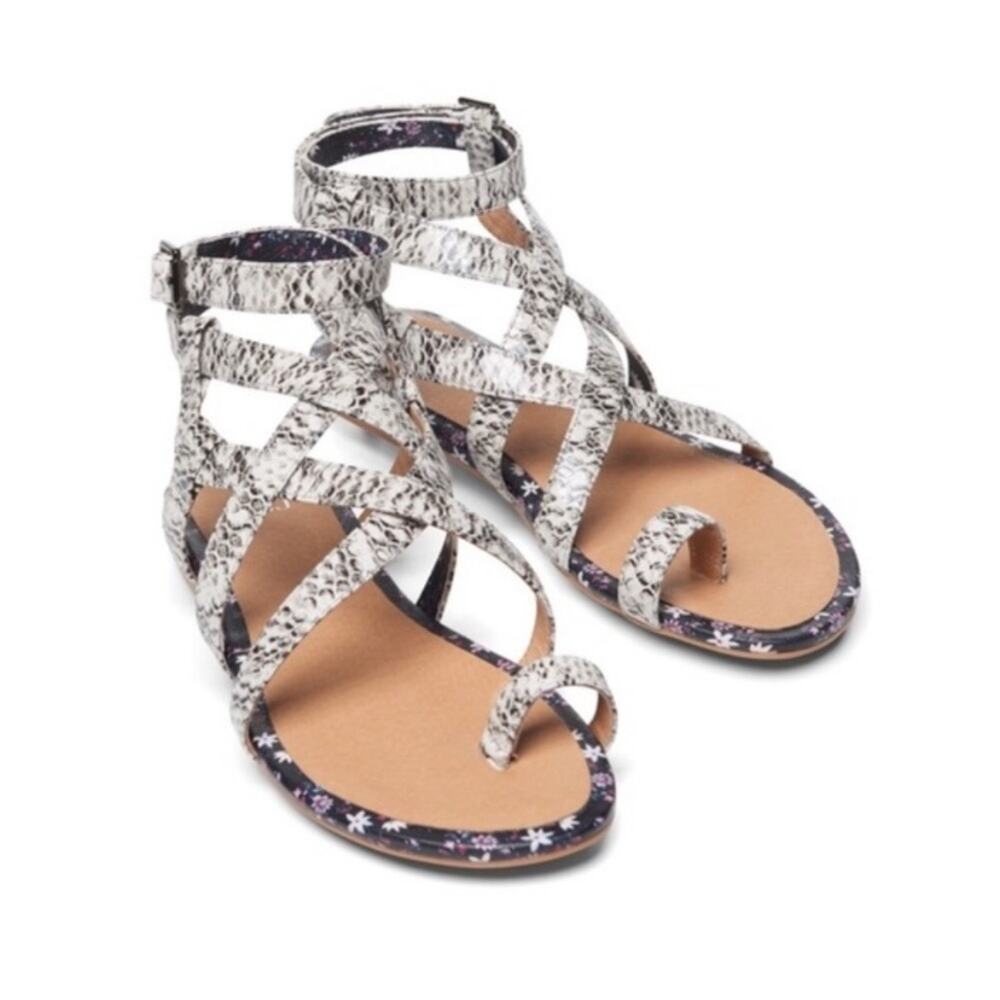 CAbi Athena Snakeskin Wrap Around Sandals